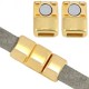 DQ metal magnetic clasp 18x8mm for 5mm Flat cord Gold